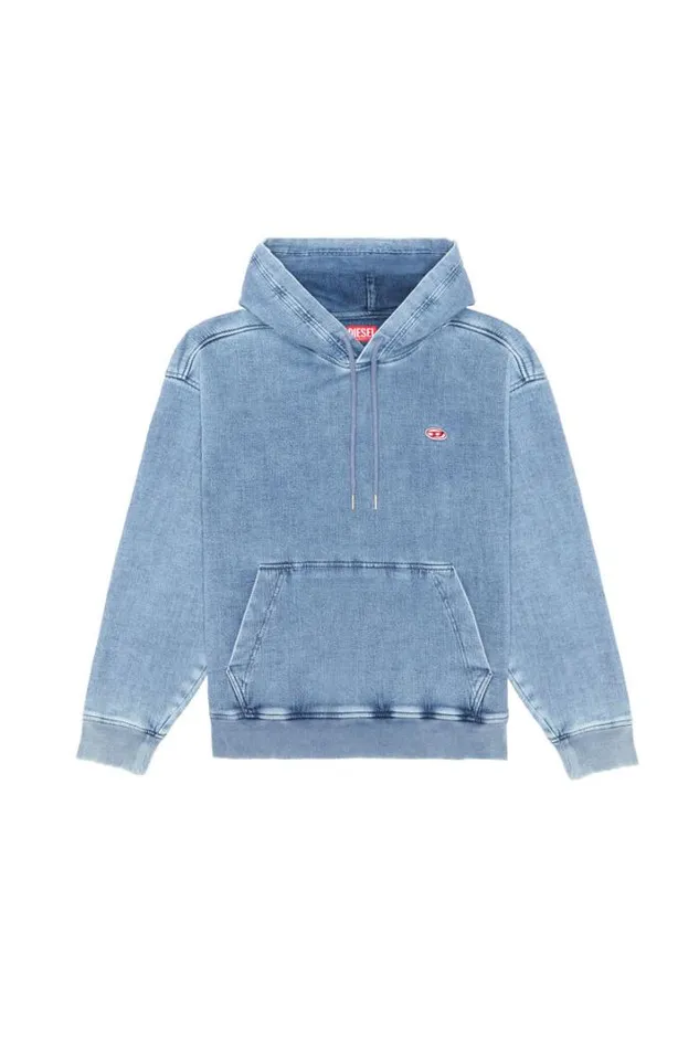 Men DUmRib Track Denim Hoodie Light Blue Diesel Sweaters Men DUmRib Track Denim Hoodie Light Blue Diesel Sweaters