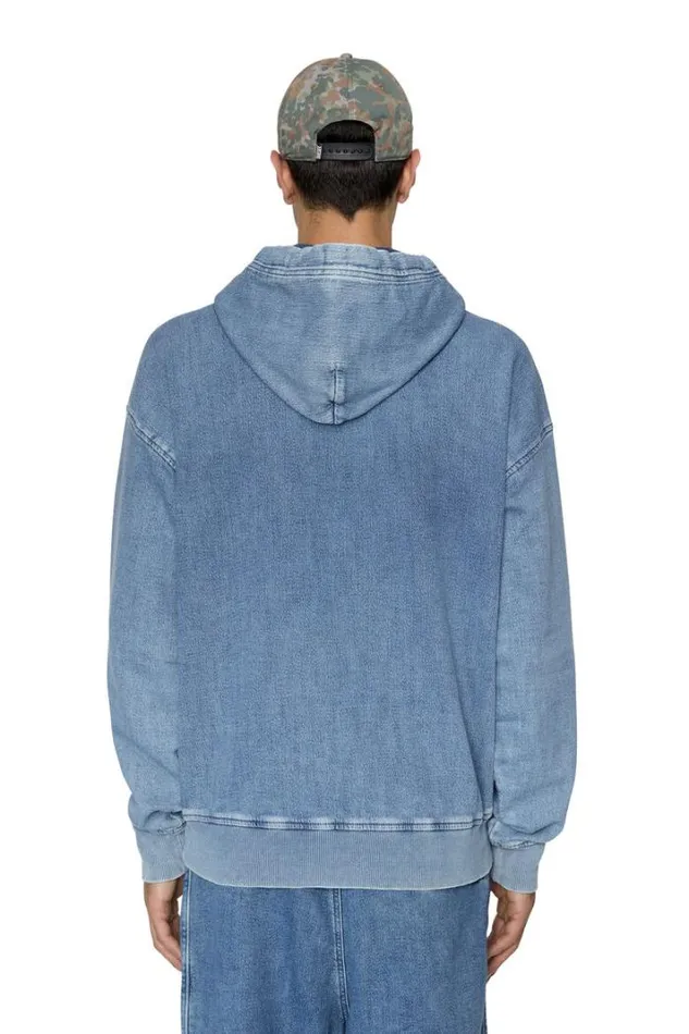 Men DUmRib Track Denim Hoodie Light Blue Diesel Sweaters Men DUmRib Track Denim Hoodie Light Blue Diesel Sweaters