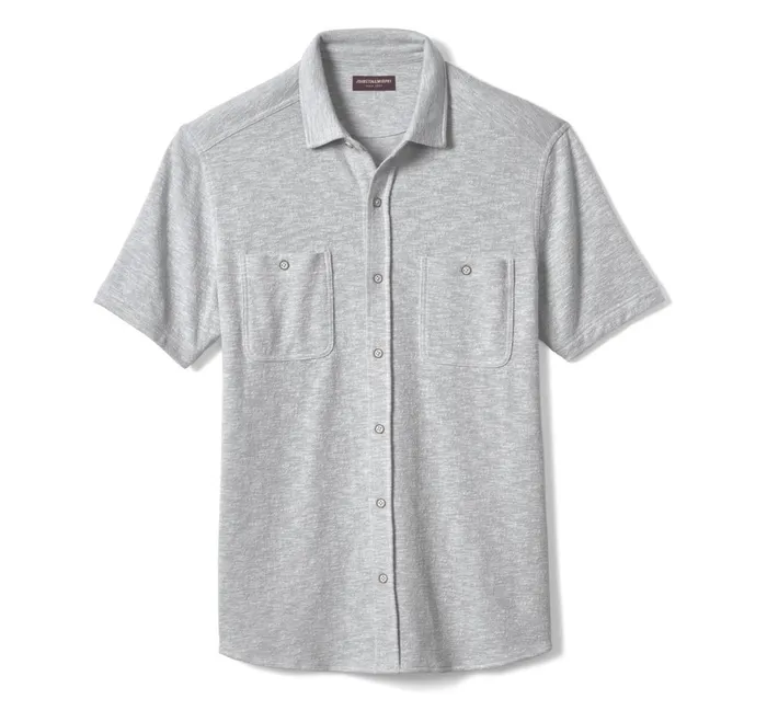 Men Double Pocket Knit Shirt Gray JohnstonandMurphy ShortSleeve Shirts