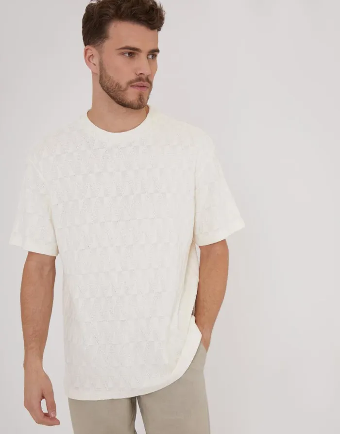 Men Ecru Relaxed Fit Short Sleeve TShirt Threadbare TShirts