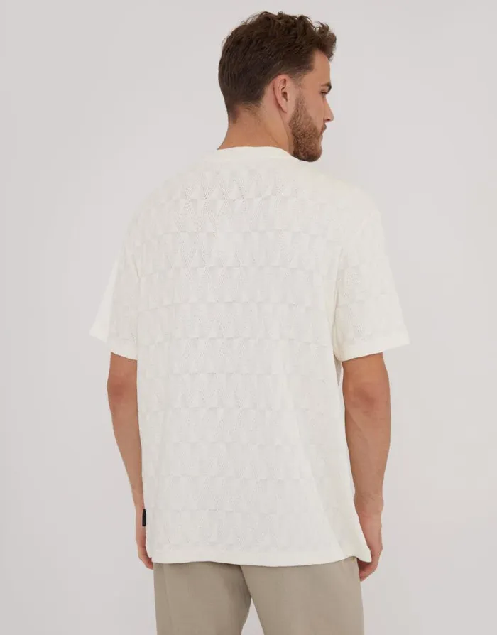 Men Ecru Relaxed Fit Short Sleeve TShirt Threadbare TShirts