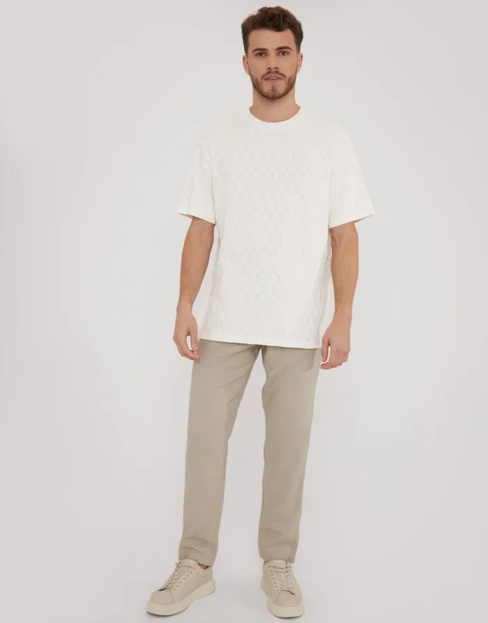 Men Ecru Relaxed Fit Short Sleeve TShirt Threadbare TShirts