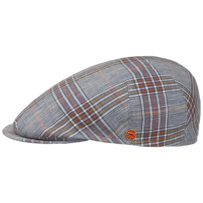 Men Flat Caps Mayser Sidney Superior Linen Flat Cap Blue