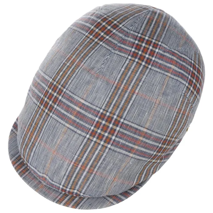 Men Flat Caps Mayser Sidney Superior Linen Flat Cap Blue