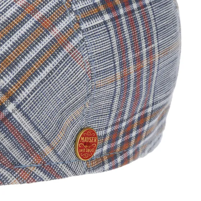 Men Flat Caps Mayser Sidney Superior Linen Flat Cap Blue