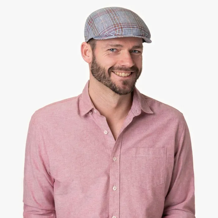 Men Flat Caps Mayser Sidney Superior Linen Flat Cap Blue