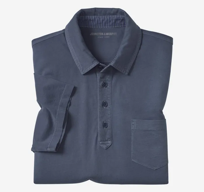 Men Garment Dyed Polo Navy JohnstonandMurphy Polos and Tees
