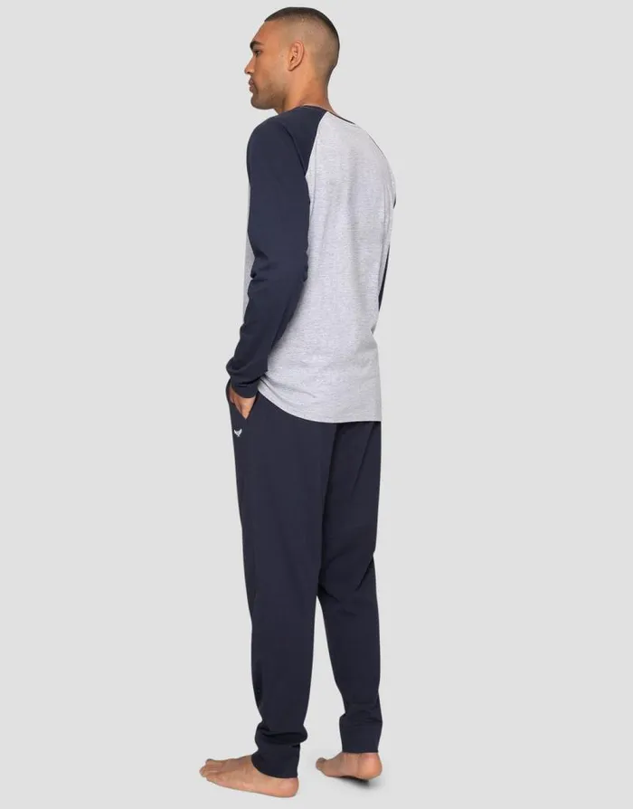 Men Grey and Navy Raglan Sleeve Pyjamas 2Piece Set Threadbare Pyjamas Men Grey and Navy Raglan Sleeve Pyjamas 2Piece Set Threadbare Pyjamas