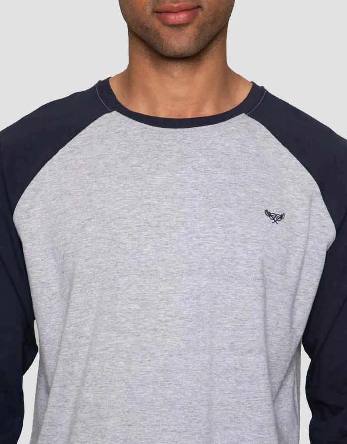 Men Grey and Navy Raglan Sleeve Pyjamas 2Piece Set Threadbare Pyjamas Men Grey and Navy Raglan Sleeve Pyjamas 2Piece Set Threadbare Pyjamas