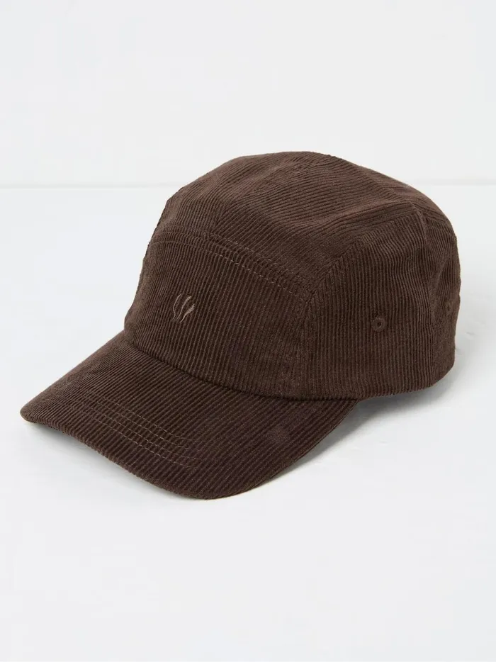 Men Hats Fat Face Cord Brown 5 Panel Baseball Cap