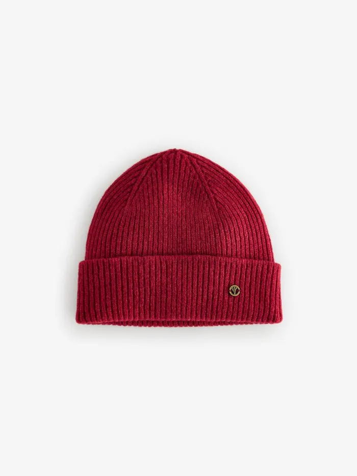 Men Hats Fat Face Red Lambswool Beanie Hat