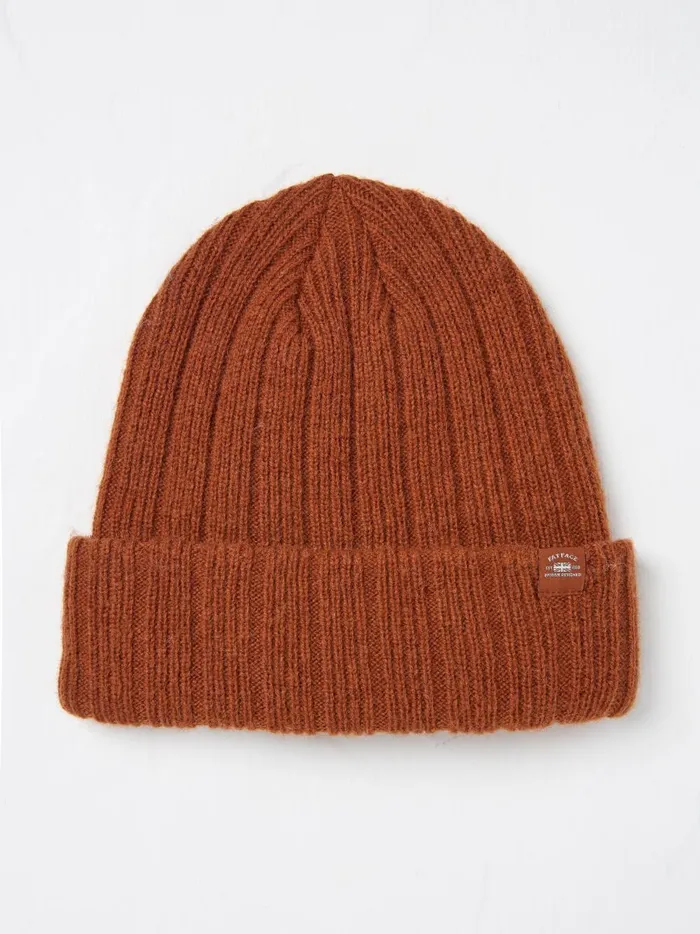 Men Hats Fat Face Sebastian Burnt Orange Rib Beanie