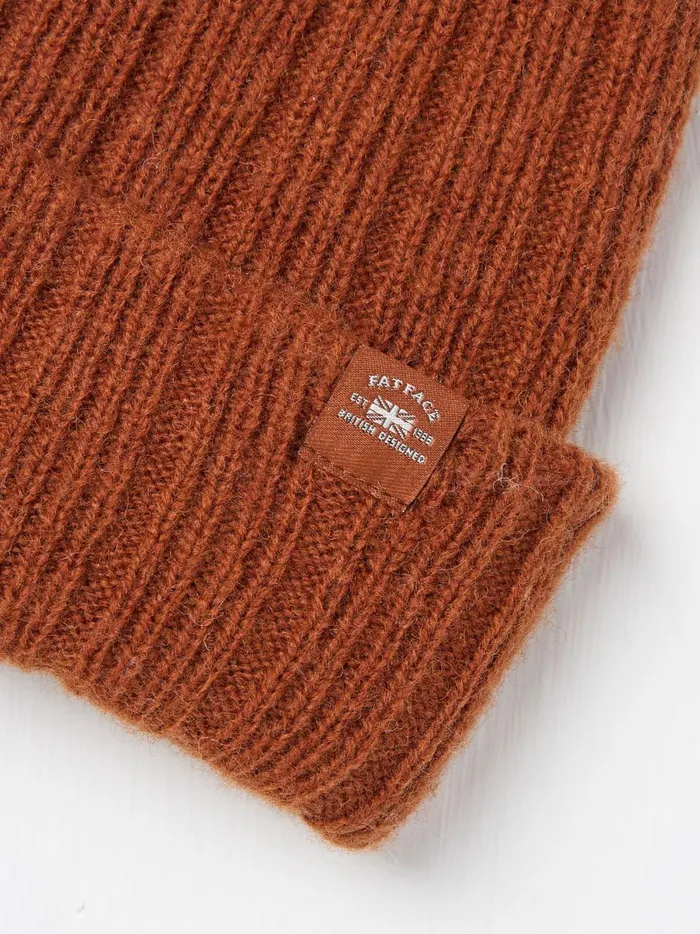 Men Hats Fat Face Sebastian Burnt Orange Rib Beanie