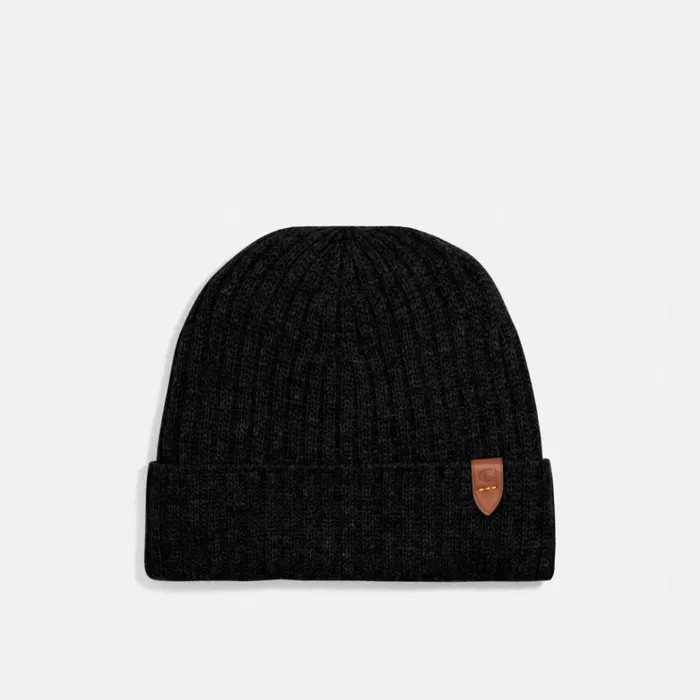 Men Hats Scarves and Gloves Coach Cashmere Beanie Black