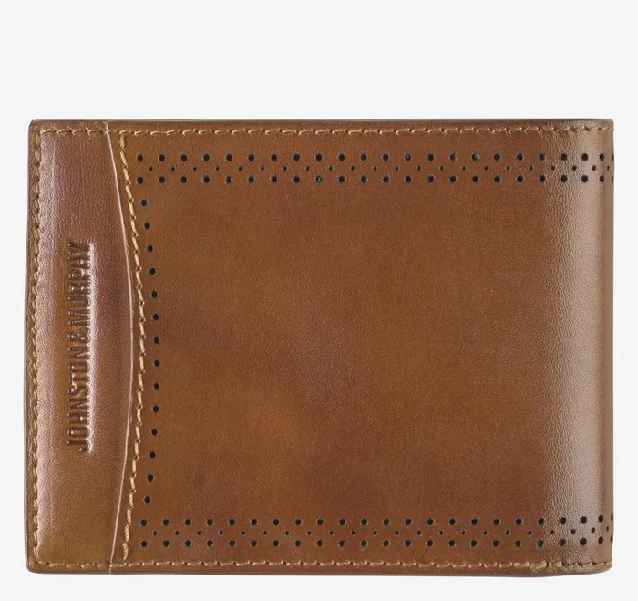 Men Hudson Perforated Billfold Brown Burnished JohnstonandMurphy Wallets Men Hudson Perforated Billfold Brown Burnished JohnstonandMurphy Wallets