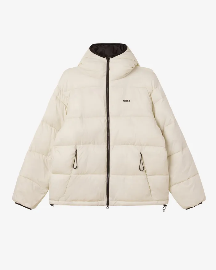 Men JACKETS OBEY Clothing STRATUS PUFFER White Onyx