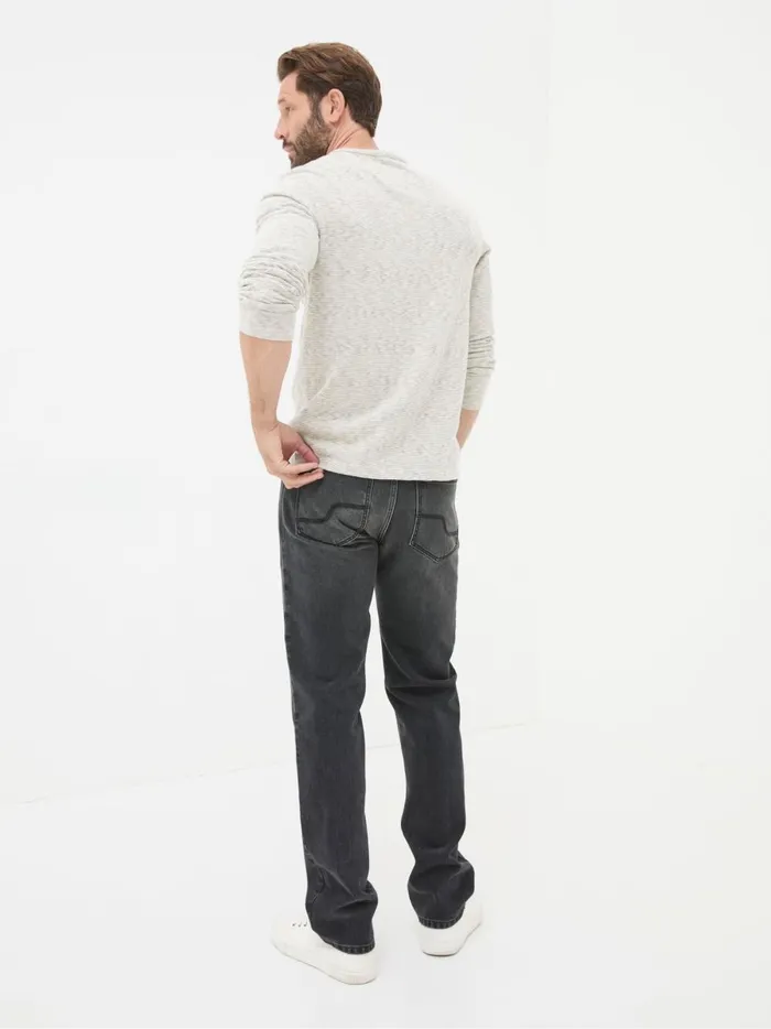 Men Jeans Fat Face Black Straight Fit Jeans