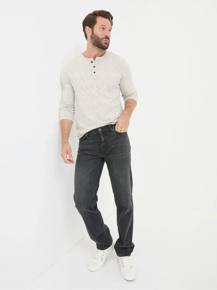Men Jeans Fat Face Black Straight Fit Jeans