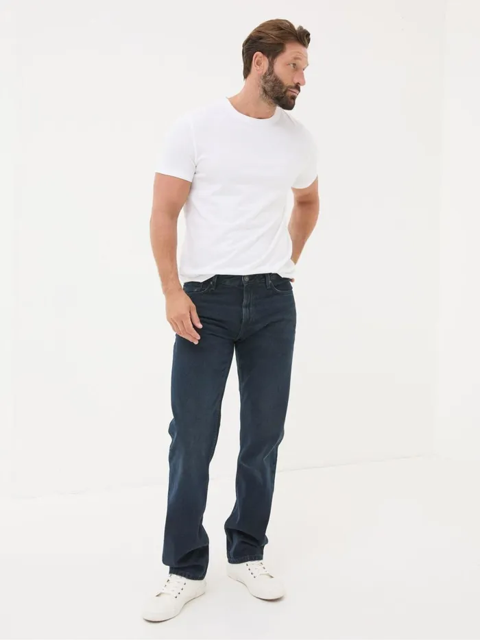 Men Jeans Fat Face Denim Dark Blue Straight Fit Jeans