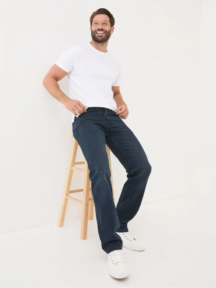 Men Jeans Fat Face Denim Dark Blue Straight Fit Jeans