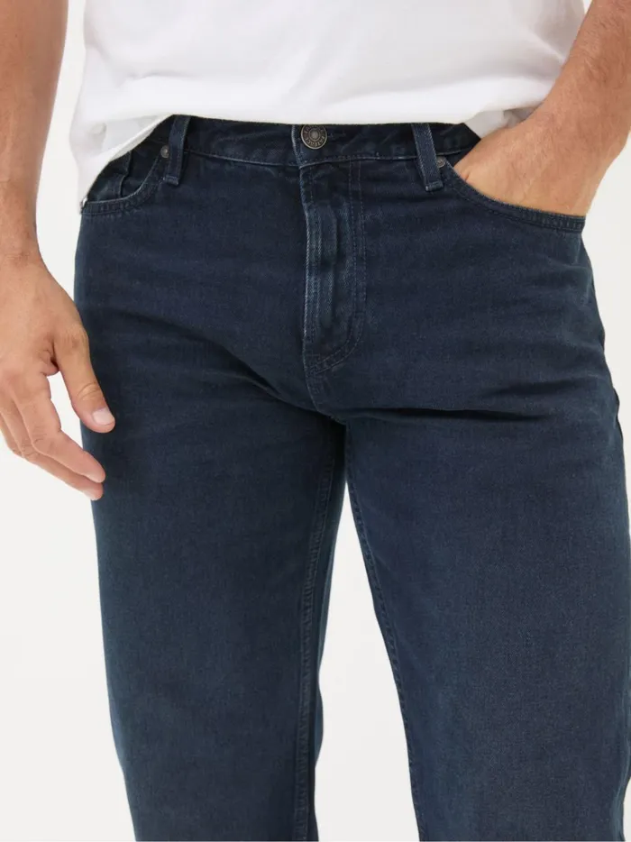Men Jeans Fat Face Denim Dark Blue Straight Fit Jeans