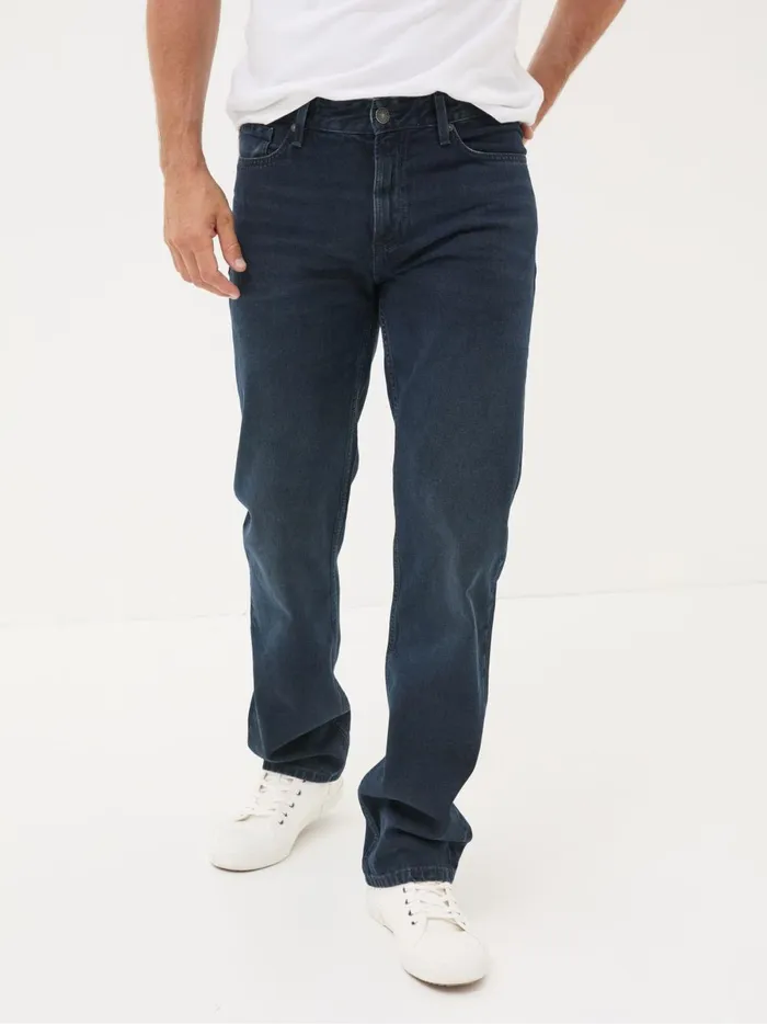 Men Jeans Fat Face Denim Dark Blue Straight Fit Jeans
