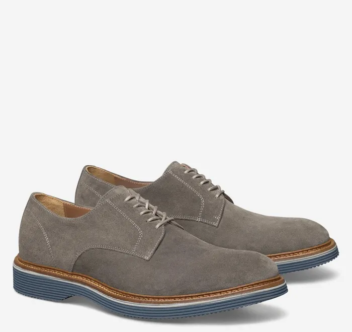 Men Jenson Plain Toe Gray Italian Suede JohnstonandMurphy LaceUps