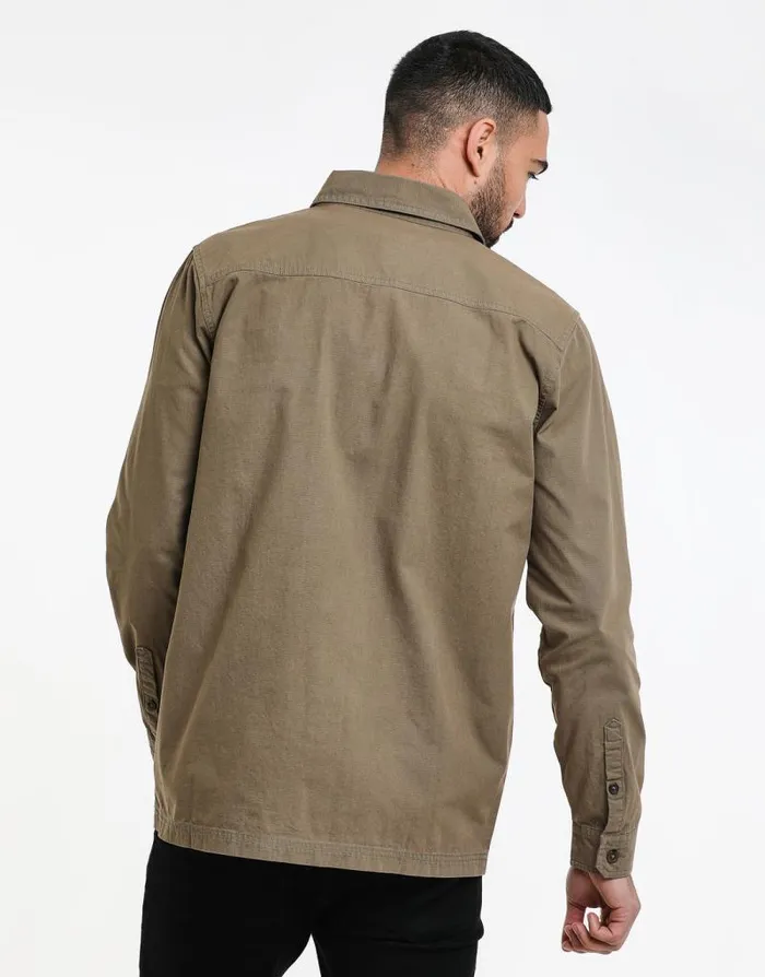 Men Khaki Lightweight Shacket Threadbare Shirts Men Khaki Lightweight Shacket Threadbare Shirts