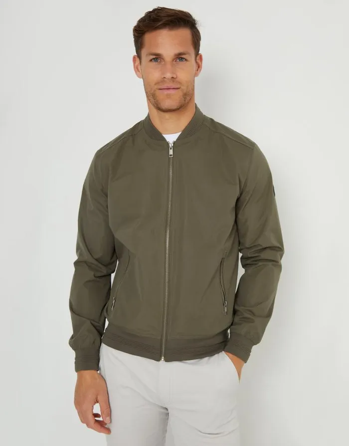 Men Khaki Showerproof Classic Bomber Jacket Threadbare Jackets Men Khaki Showerproof Classic Bomber Jacket Threadbare Jackets