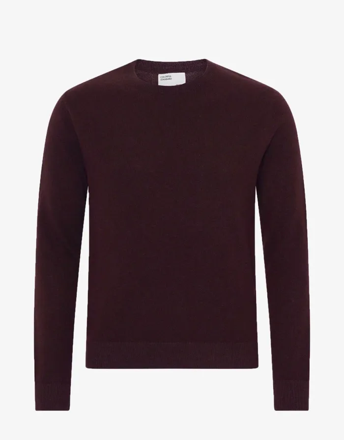 Men Knit Sweaters Colorful Standard Light Merino Wool Crew Oxblood Red