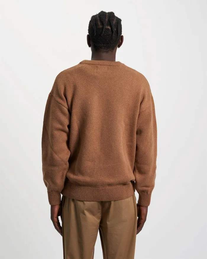 Men Knit Sweaters Colorful Standard Oversized Merino Wool Crew Sahara Camel