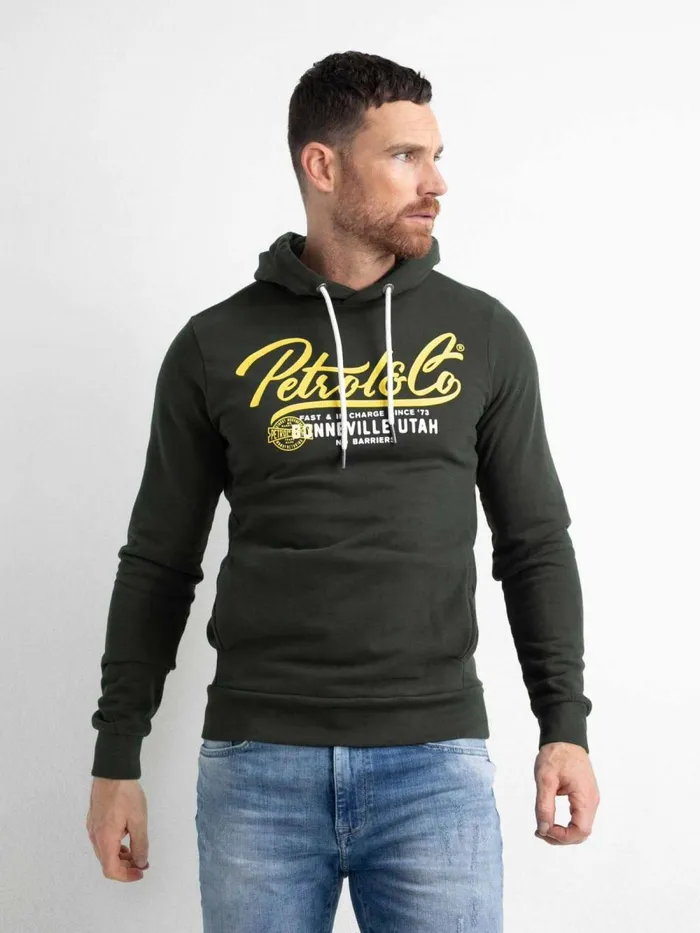 Men Knits and Sweats Petrol Industries Hoodie With Logo Artwork Forest Night
