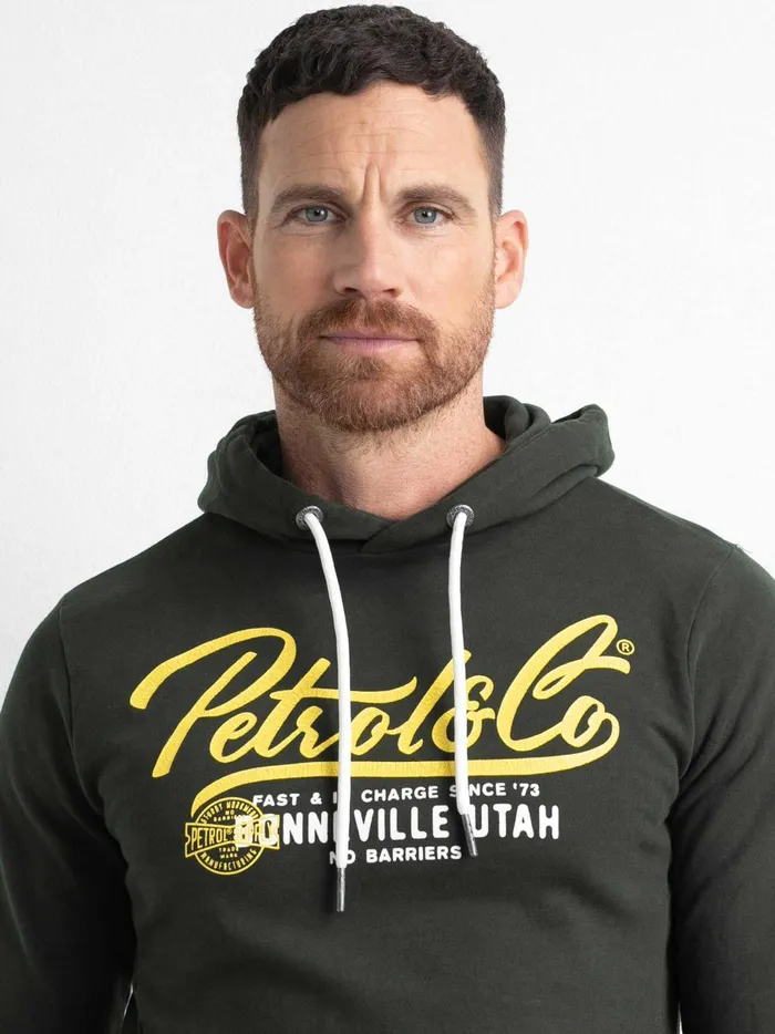 Men Knits and Sweats Petrol Industries Hoodie With Logo Artwork Forest Night