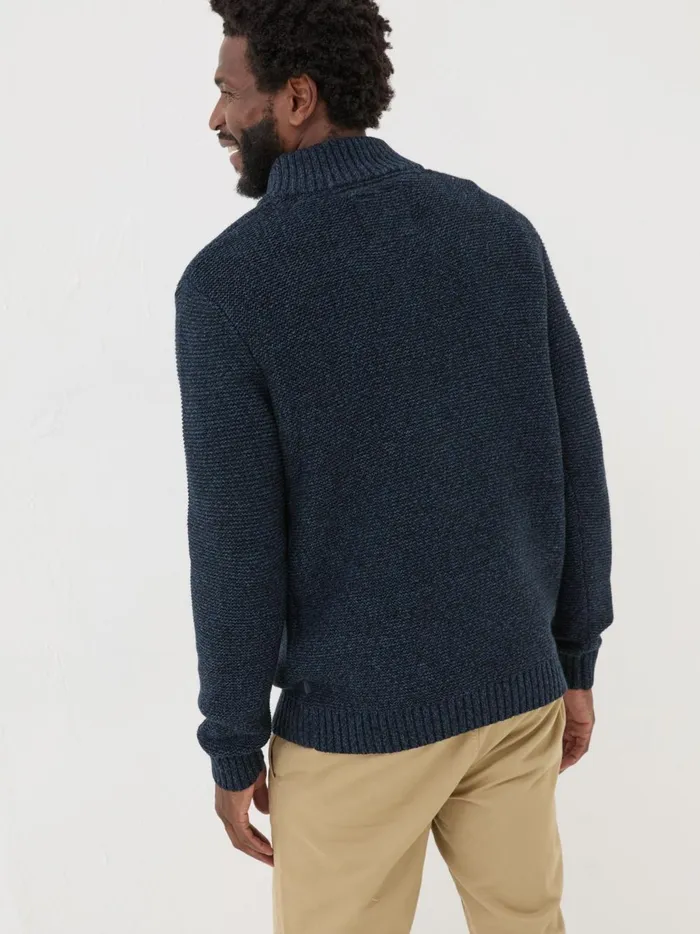 Men Knitwear Fat Face Blue Hove Knitted Half Neck Jumper