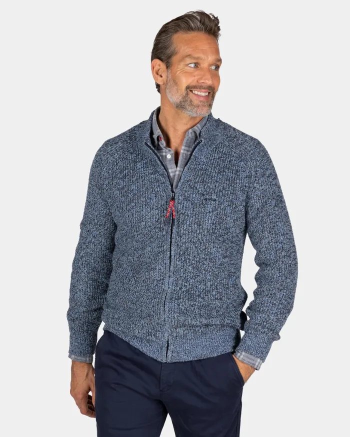 Men Knitwear NZA New Zealand Auckland Chunky Knitted Blue Cardigan 8211 Brave Blue