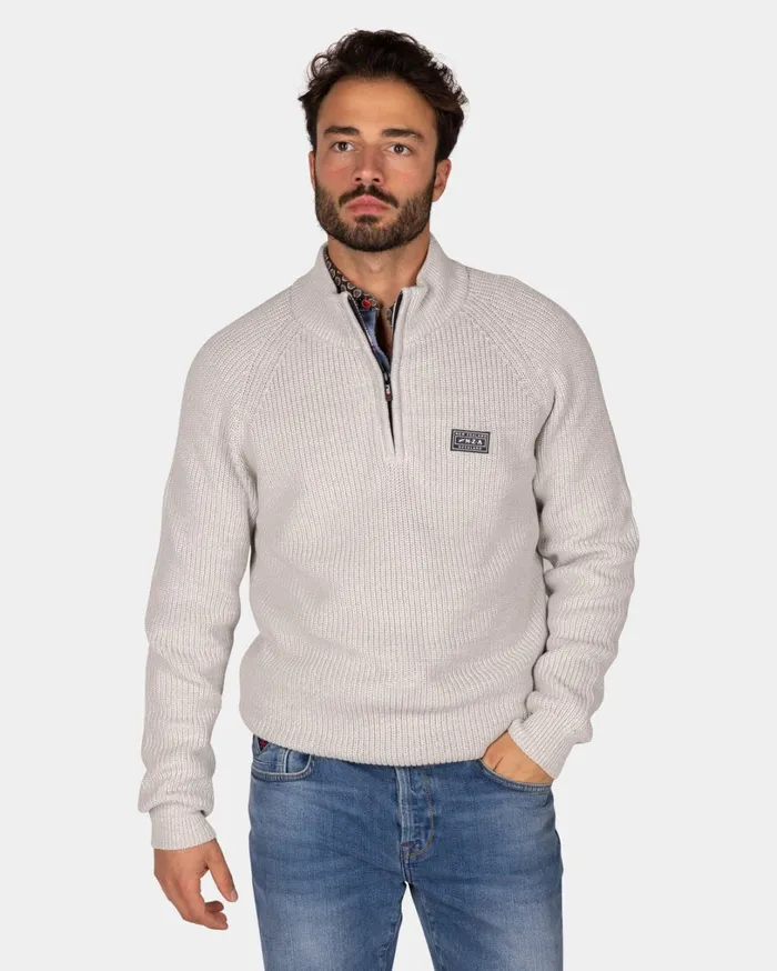Men Knitwear NZA New Zealand Auckland Gray Cotton Sweater With HalfZip 8211 Grey Melange Men Knitwear NZA New Zealand Auckland Gray Cotton Sweater With HalfZip 8211 Grey Melange