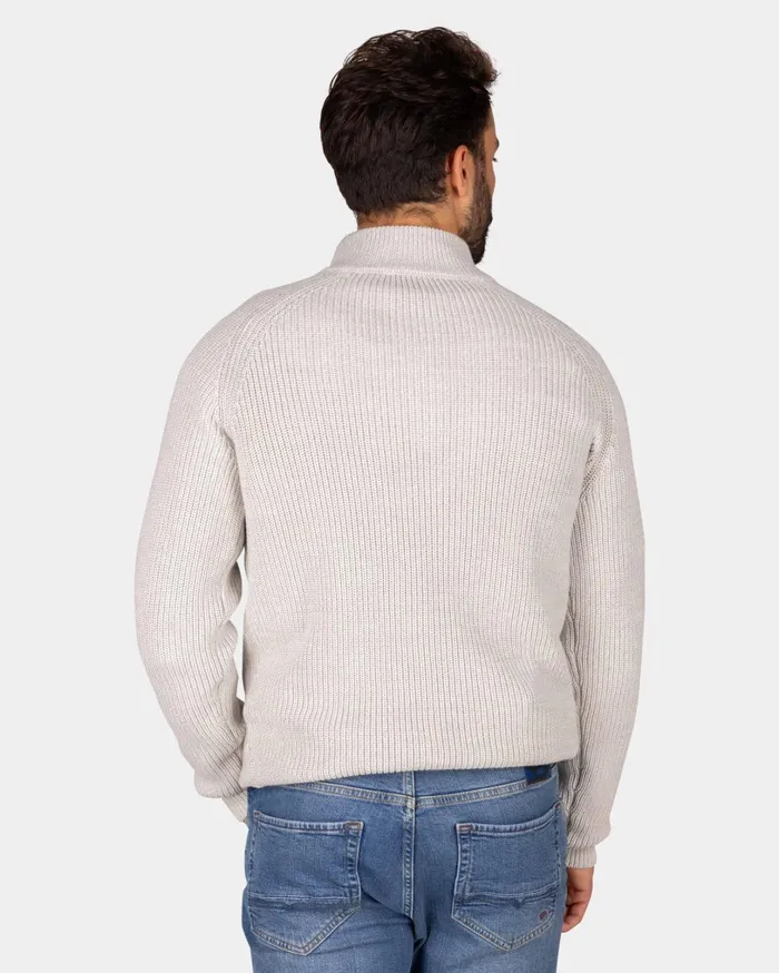 Men Knitwear NZA New Zealand Auckland Gray Cotton Sweater With HalfZip 8211 Grey Melange