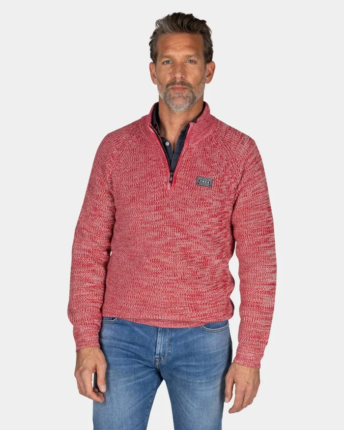 Men Knitwear NZA New Zealand Auckland Gray Cotton Sweater With HalfZip 8211 Reef Red Men Knitwear NZA New Zealand Auckland Gray Cotton Sweater With HalfZip 8211 Reef Red