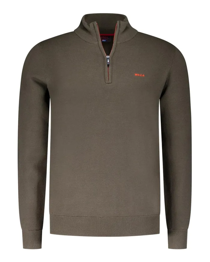 Men Knitwear NZA New Zealand Auckland Pullover With HalfZip In Dark Green 8211 Gravel Green Men Knitwear NZA New Zealand Auckland Pullover With HalfZip In Dark Green 8211 Gravel Green
