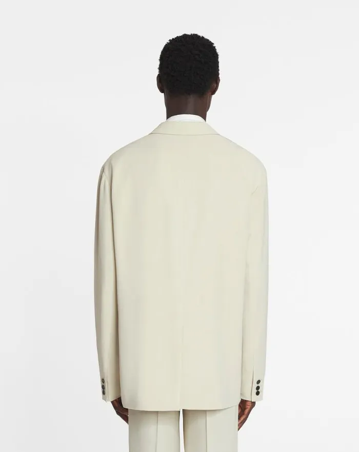 Men Lanvin Coats and Jackets Loosefitting Wool Blend Jacket Mastic
