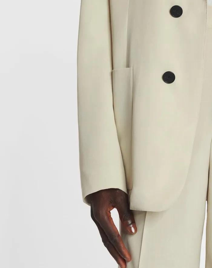 Men Lanvin Coats and Jackets Loosefitting Wool Blend Jacket Mastic