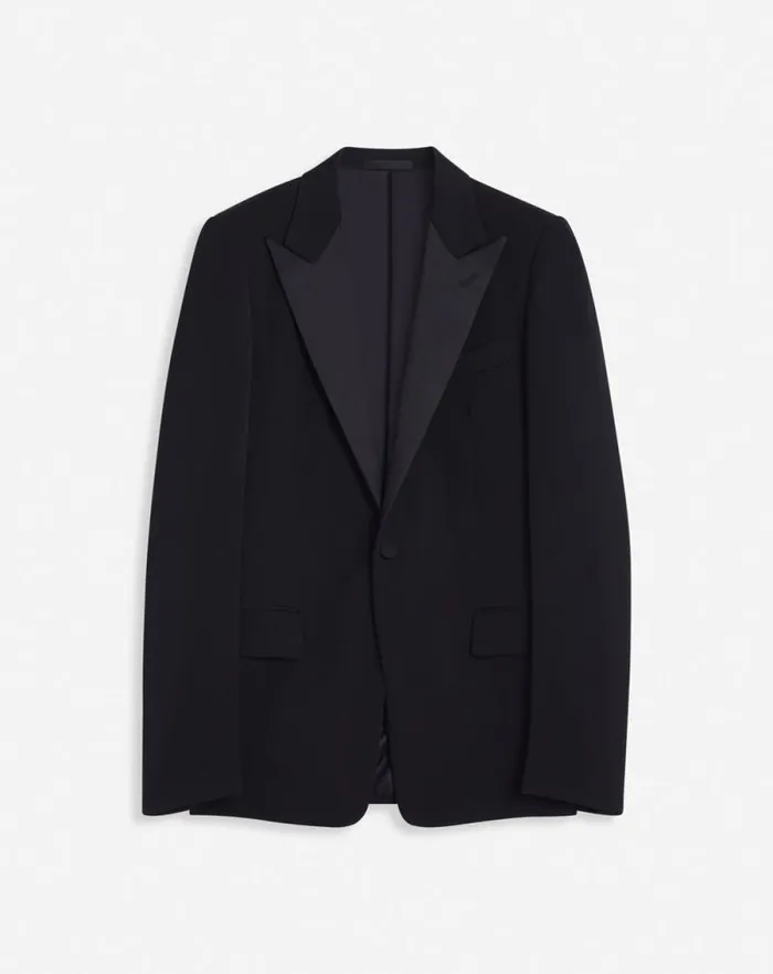Men Lanvin Coats and Jackets Satin Collar Tuxedo Jacket Black