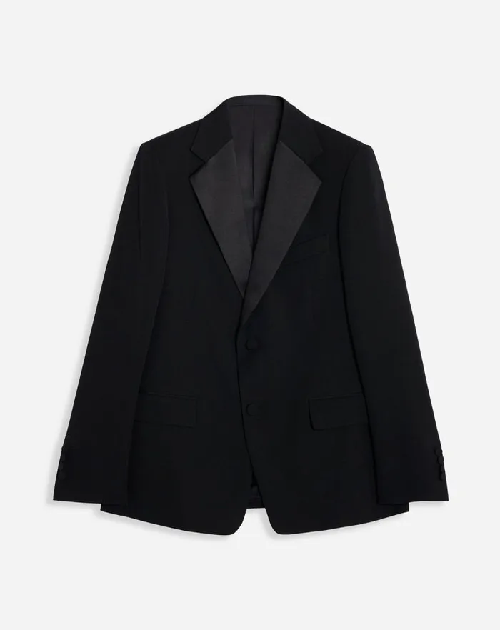 Men Lanvin Coats and Jackets Singlebreasted Flap Pockets Jacket With Satin Lapels Black