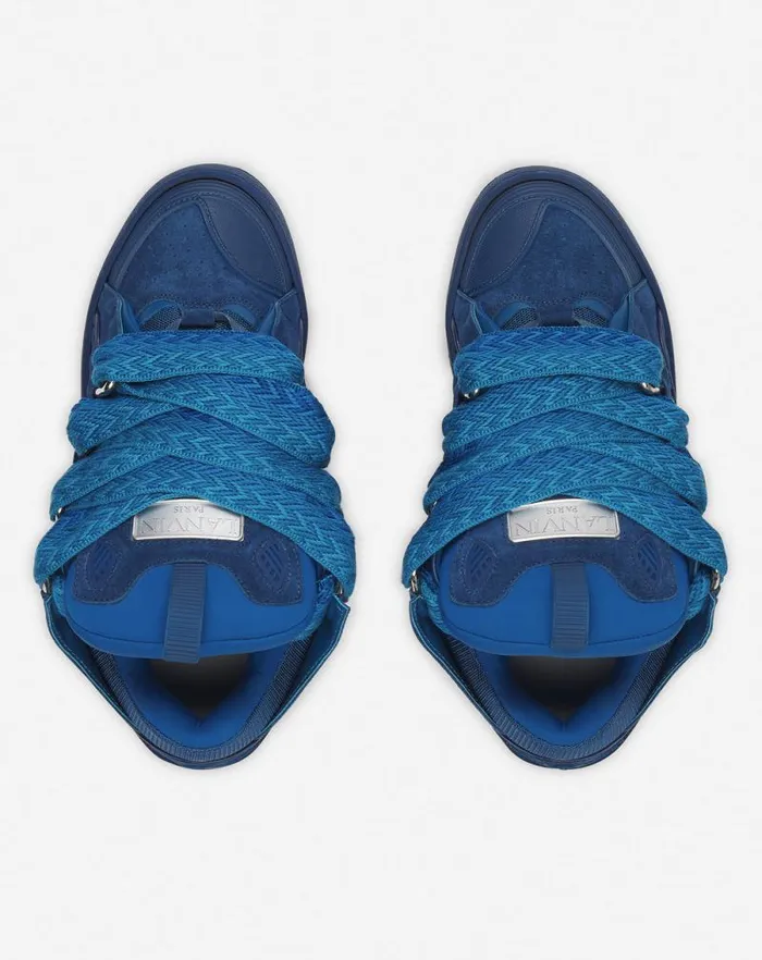 Men Lanvin Curb Curb Leather Sneakers Petrol Blue Men Lanvin Curb Curb Leather Sneakers Petrol Blue