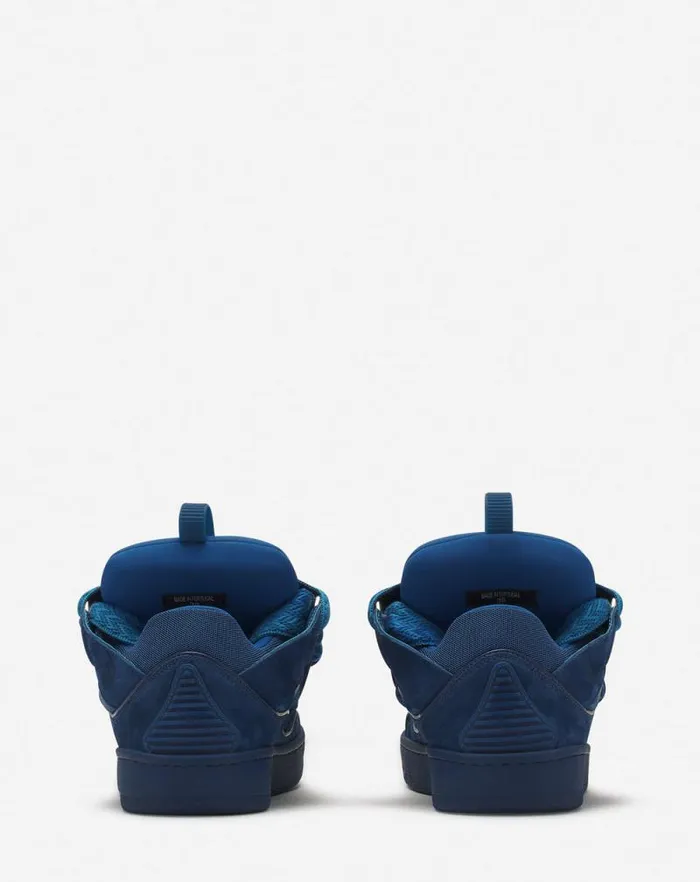 Men Lanvin Curb Curb Leather Sneakers Petrol Blue Men Lanvin Curb Curb Leather Sneakers Petrol Blue