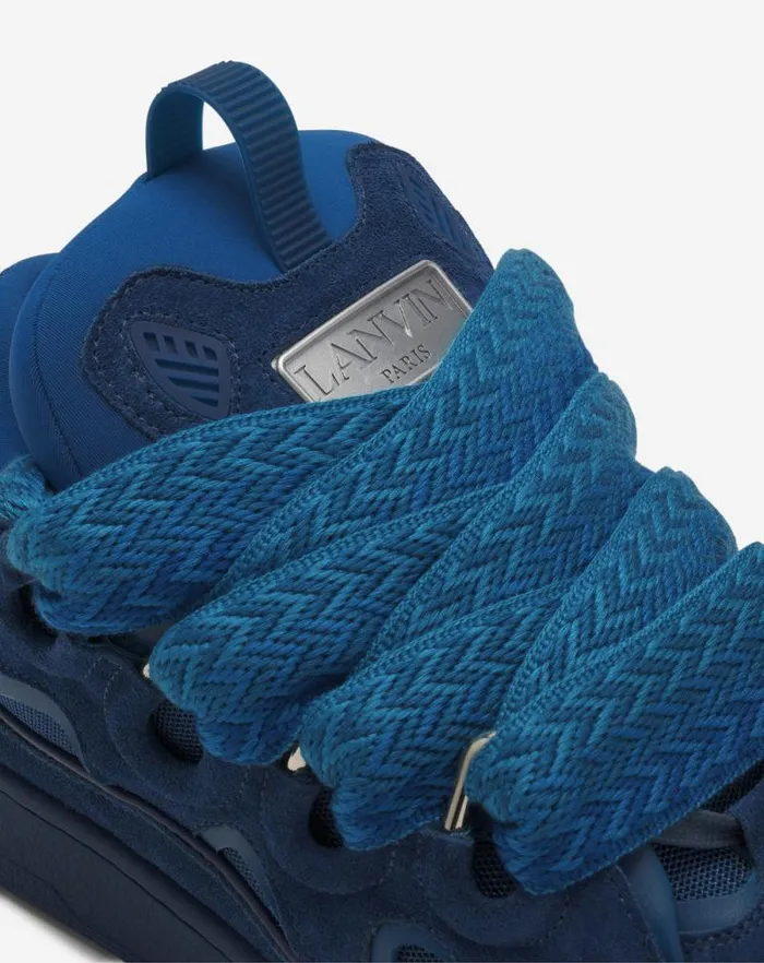 Men Lanvin Curb Curb Leather Sneakers Petrol Blue Men Lanvin Curb Curb Leather Sneakers Petrol Blue