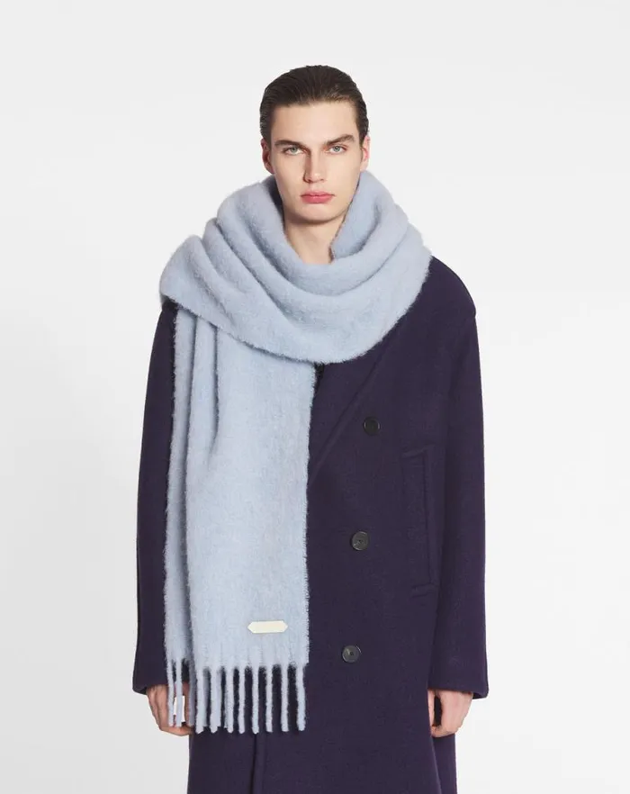 Men Lanvin Scarves Lanvin Fringed Scarf In Wool Newlanvin Blue Men Lanvin Scarves Lanvin Fringed Scarf In Wool Newlanvin Blue