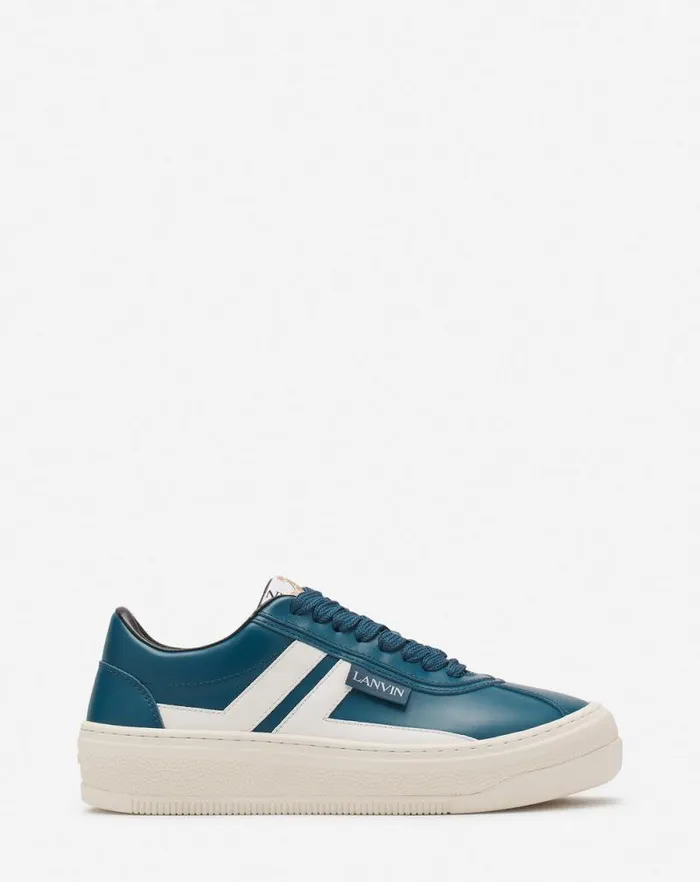Men Lanvin Sneakers Lanvin Cash Leather Sneakers Petrolecru