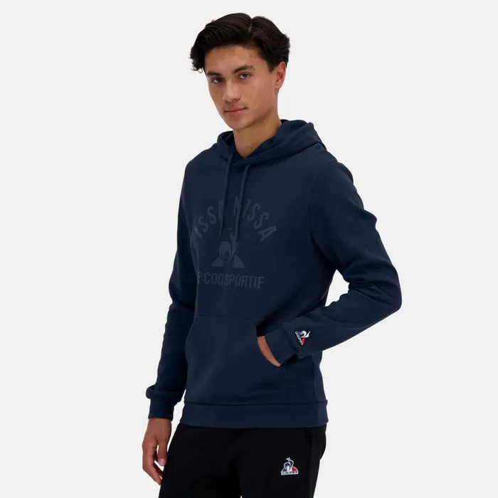 Men Le Coq Sportif Sweatshirts OGC Nice Sweat Capuche Homme Dress Blues