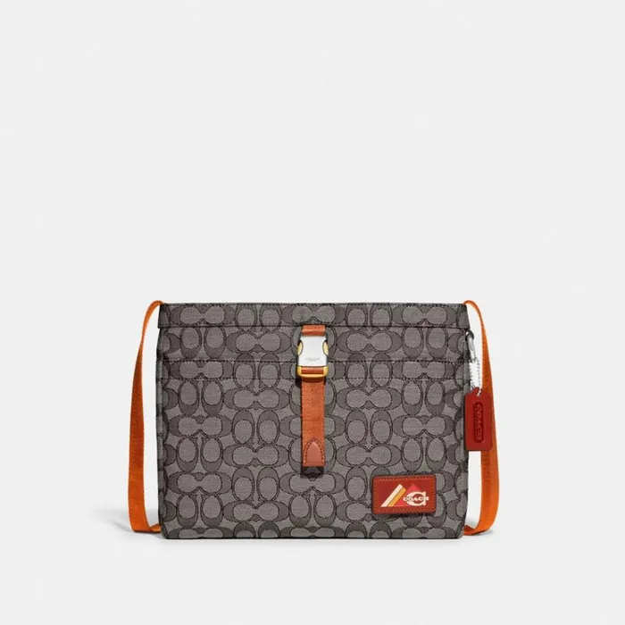 Men Messenger and Crossbody Coach Utility Slim Messenger In Signature Jacquard Oak Men Messenger and Crossbody Coach Utility Slim Messenger In Signature Jacquard Oak